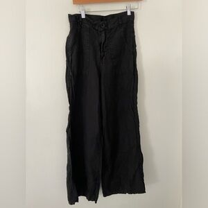 Enza Costa High Waist Wide Leg Trouser in Black Size 2